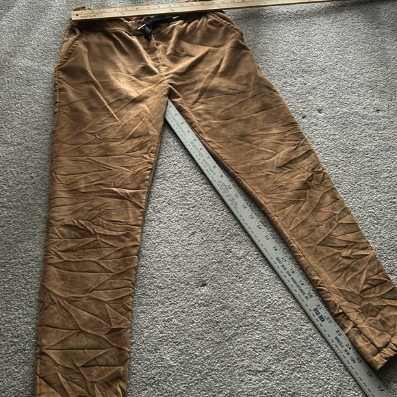 Brand Bazar Jogger Drawstring Pants One Size Faux Suede Gold Brownish EUC - Picture 5 of 8